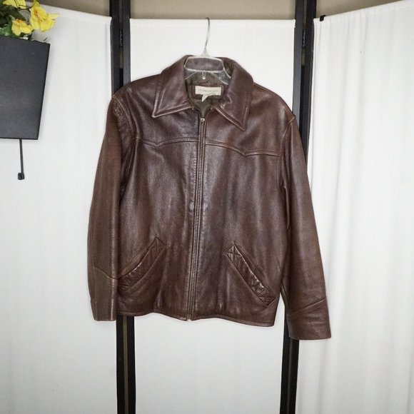Colebrook Leather Bomber Jacket Brown M - Picture 8 of 11